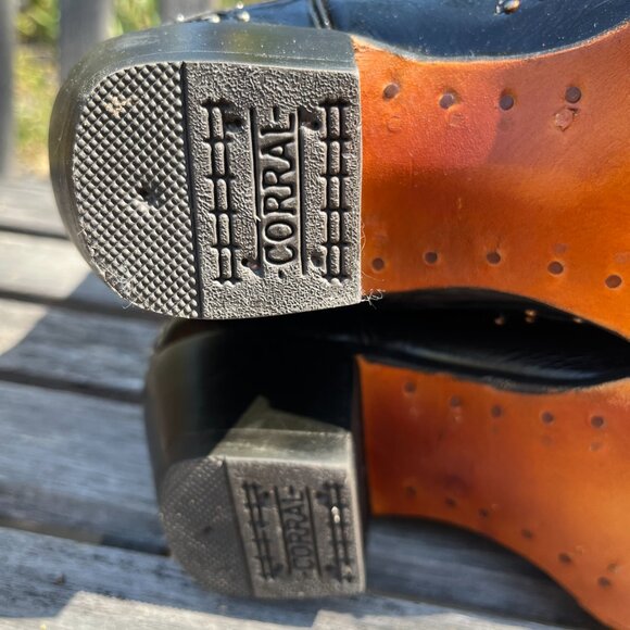 Corral New Women's Studded Overlay Wing Black Boots, Size 9 - Picture 12 of 16